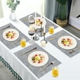 thumbnail image 2 of VCVCOO Placemats Set of 4, Vinyl/Plastic Woven Place Mats for Kitchen Table Indoor/Outdoor, Washable Placemat Wipeable Dining Table Mats Gray, 2 of 10