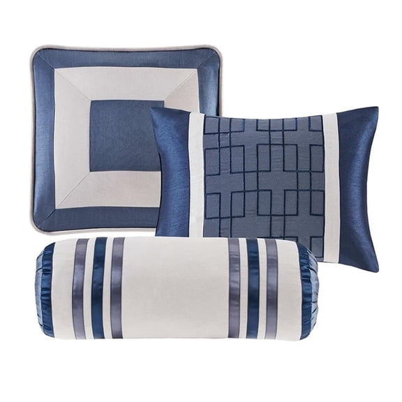 Pemberly Row 7-Piece Polyester Polyoni Comforter Set in Navy
