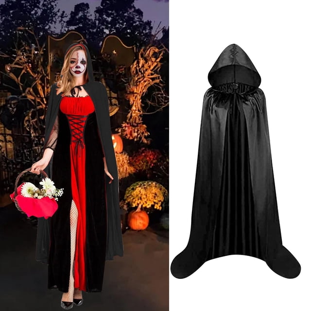 Capa con capucha Perfecl Capa de Halloween para fiestas y fotografía para hombres y mujeres Negro
