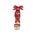 thumbnail image 2 of BLISSFUL STEP Women's Shoes Faux Suede Platform Wedge Heel Lace Up Open Toe Sandals  Red 7.5, 2 of 8