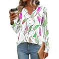 thumbnail image 2 of Maplenight Long Sleeve Shirts for Women Henley V Neck Tunic Tops Casual Loose Fit Floral Blouses Fall Fashion Outfits, 2 of 5