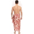 thumbnail image 3 of HAPPY BAY Men's Standard Swimsuits Sarong Pareo Beach Wrap One Size Red-F333 Summer Vacation Aloha, 3 of 5