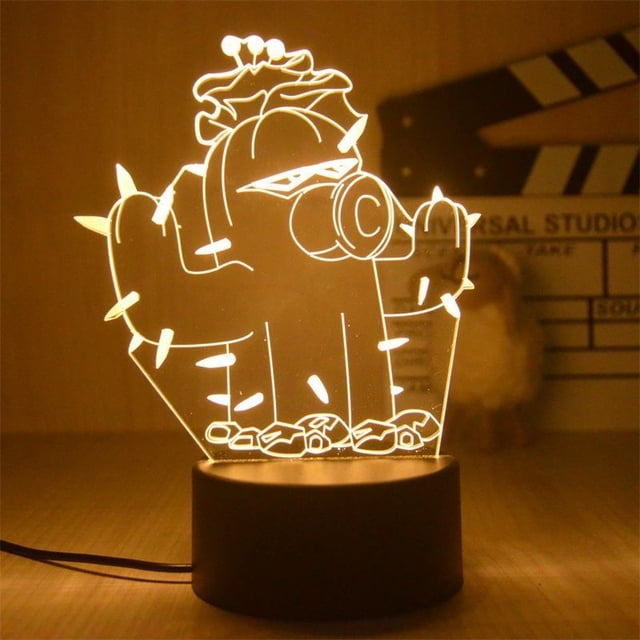 Luz nocturna LED 3D Plants vs Zombies Cactus que cambia de color
