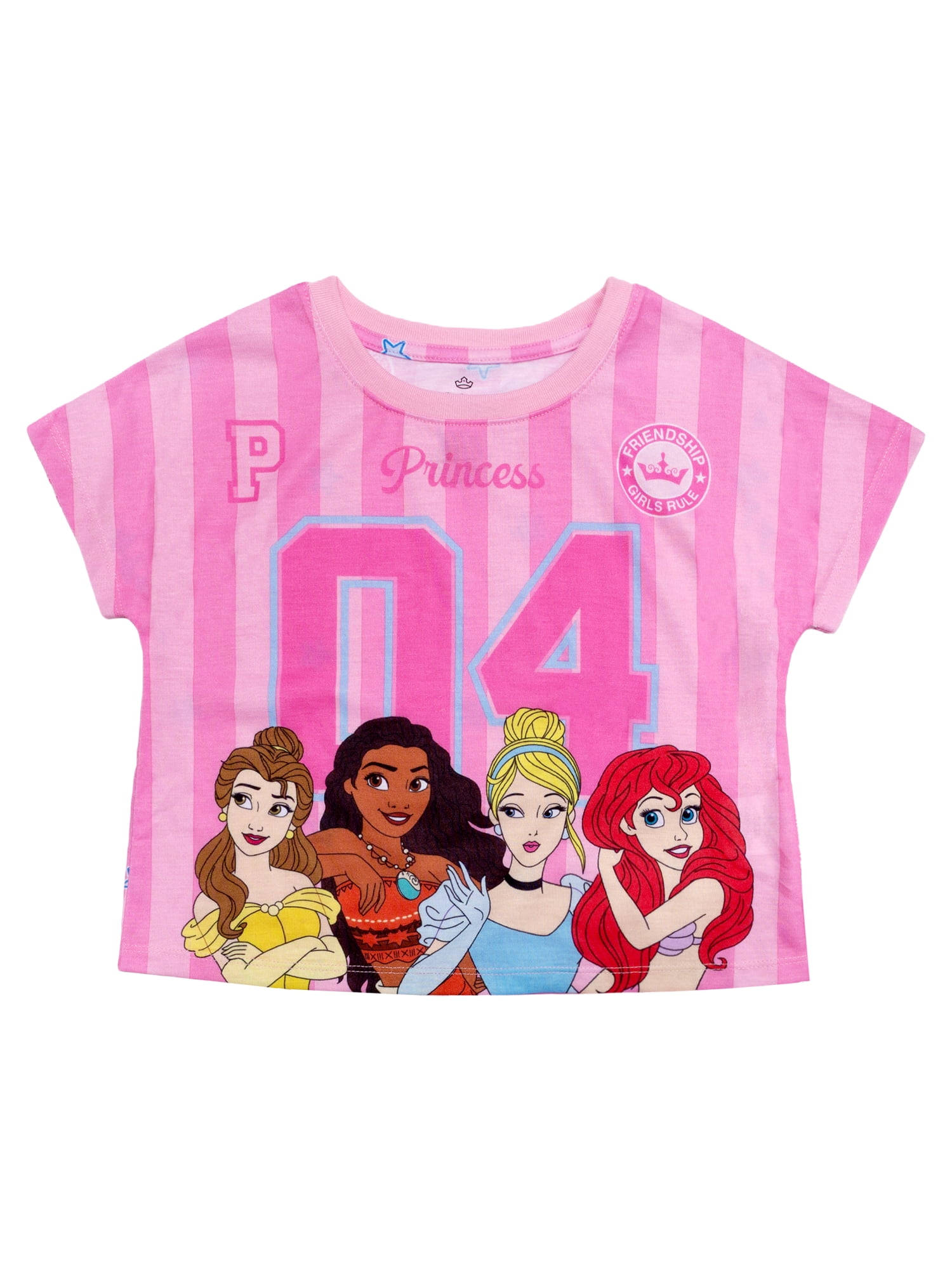 Disney Princess Girls 2-Piece Jersey Short Sleeve Top and Short, Sizes 4-12