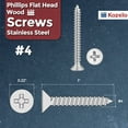 thumbnail image 2 of 100pcs Phillips Flat Head Wood Screws - [#4x1"] 316 Stainless Steel, Countersunk Self Tapping Screws for Furniture Assembly, Interior Trim, Outdoor Construction, Silver, 2 of 7