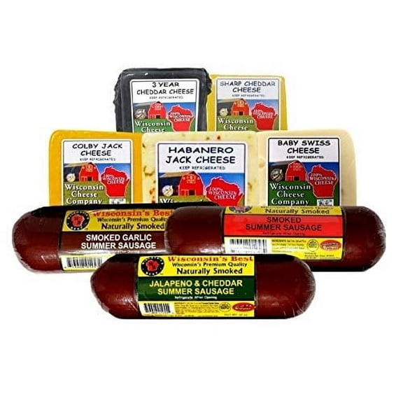 Wisconsin's Best and Wisconsin Cheese Company - 100% Wisconsin Cheese & Sausage Elite Specialty Assortment Cheese Gift Basket Sampler.