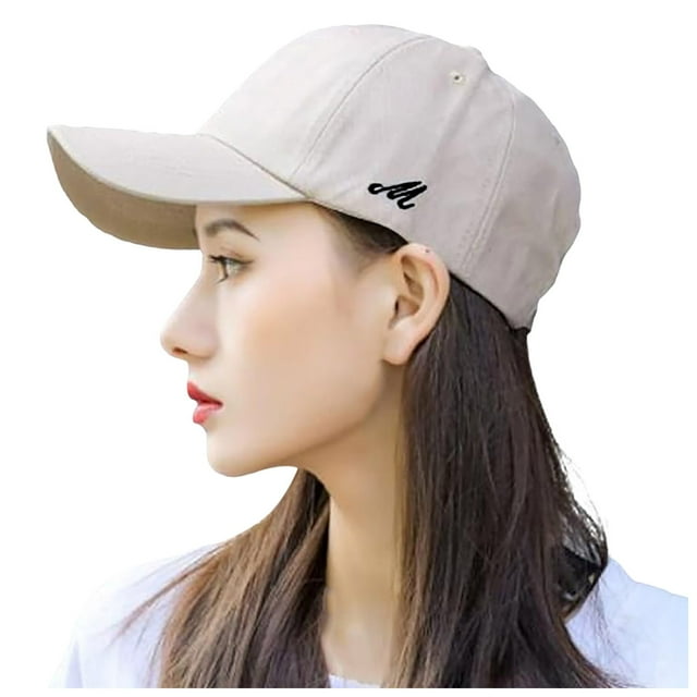 GDREDA Sun Hats for Women Women's Basic Solid Color Retro Softtop Sunshade Baseball Cap,Beige