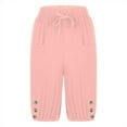 thumbnail image 4 of MIUOWANP Women's Casual Shorts with Pockets Solid Color Breathable Drawstring Elastic Waist Half Pants Size XXXL(14)Pink, 4 of 6