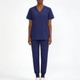 thumbnail image 5 of Minjewel Women's V-Neck Short Sleeve Two-Piece Scrubs for Women Set with Pockets, Soft & Durable Medical Scrub Set for Hospital & Clinic Wear,Navy S, 5 of 5
