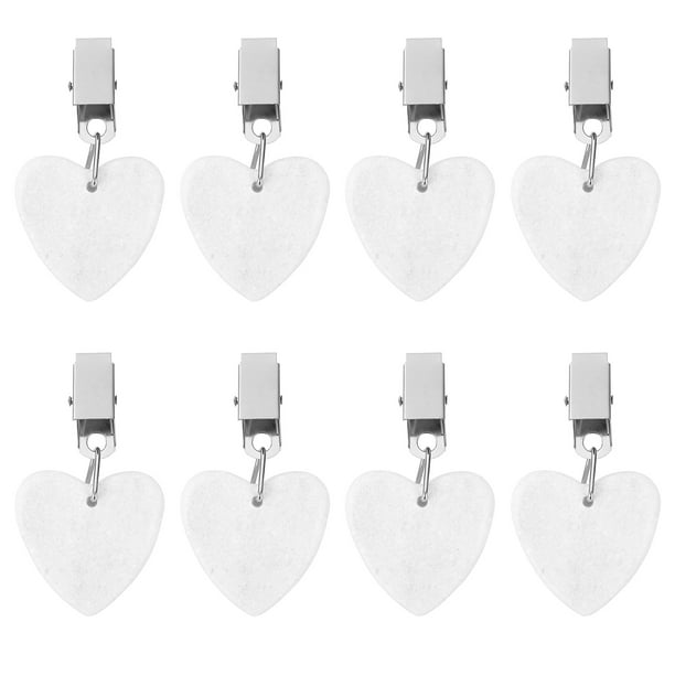 Uxcell 8Pcs Pesas para Manteles, Colgante de Mármol con Clip de Metal en Forma de Corazón, Blanco