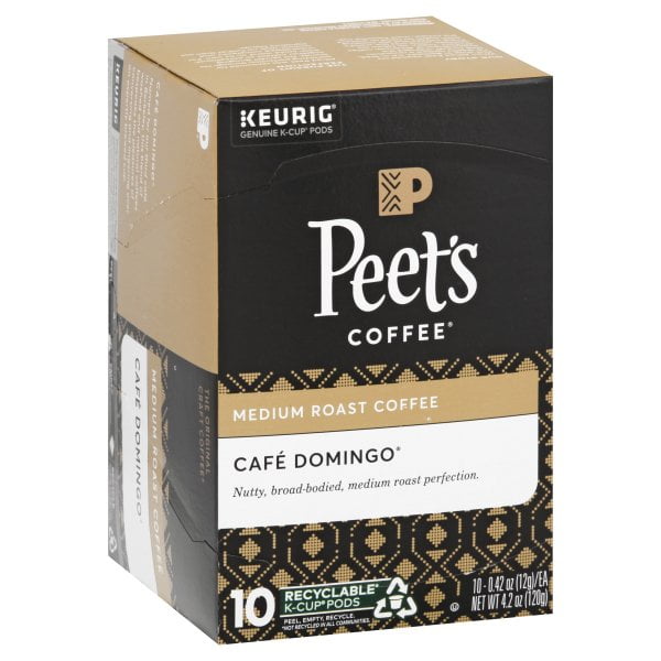 Peet's Coffee Cafe Domingo 10 Pack K Cup Pods Medium Roast