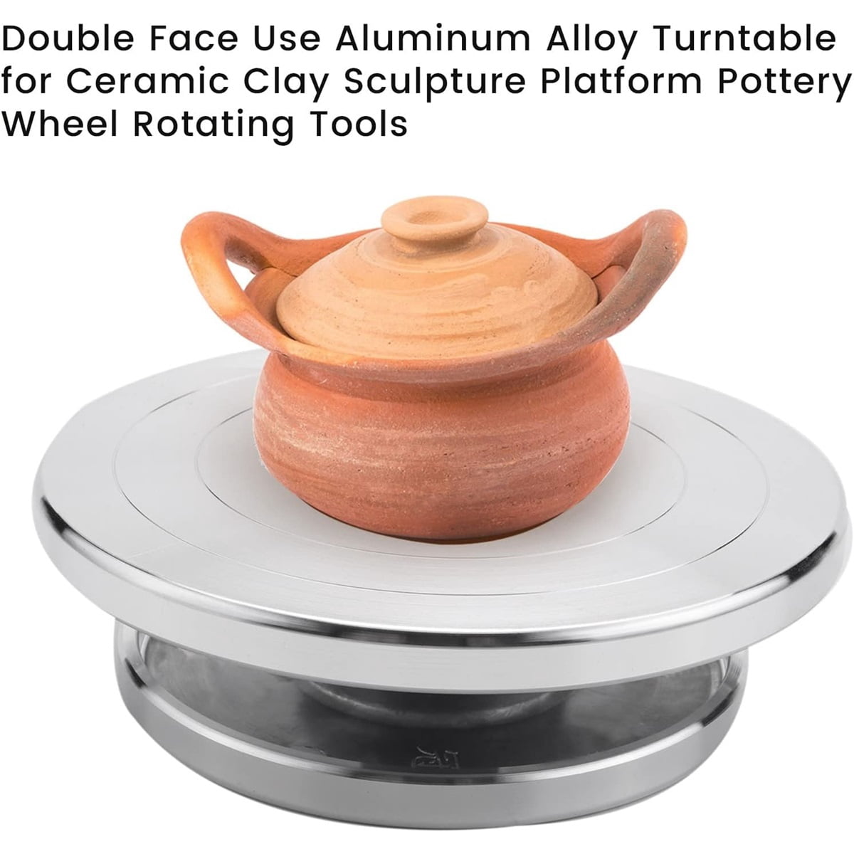 Sugagale Ceramic Art Double-Sided Pottery Banding Wheel Aluminum Alloy Manual Forming Sculpting