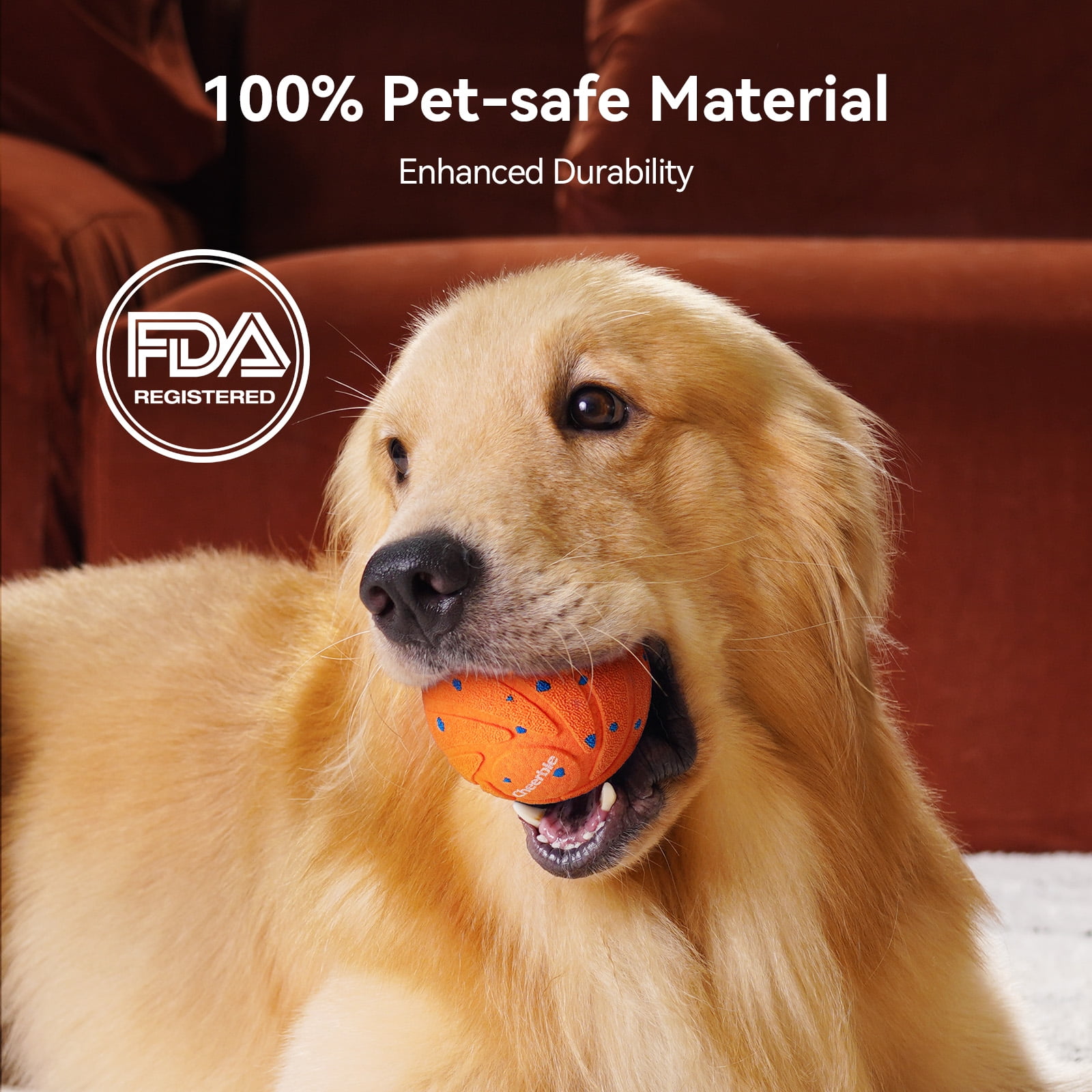 Cheerble Wicked Ball Air Smart Interactive Dog Toy, Automatic moving, IPX7 Waterproof, Active Rolling Ball for Medium to Large Breeds (Bright Orange)