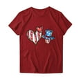 thumbnail image 4 of Fartey American Flag Heart Shirt for Women 4th of July Short Sleeve Patriotic Tops Soft Comfy Summer Crew Neck Print Tees Dressy Casual Memorial Day T-Shirts Red XXL, 4 of 4