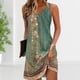 thumbnail image 5 of Vestido Vestido midi elegante para mujer Traje de vacaciones estampado para mujer de ajuste holgado (Verde oscuro XL) Kuymtek Verde oscuro T XL para Mujer, 5 of 5