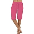 thumbnail image 3 of Bvxeep Women's Solid Color Casual Tight- Button Pocket Capris with Comfortable and Breathable Fabric, 3 of 6