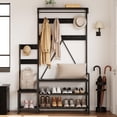 thumbnail image 2 of Hall Tree with Bench and Shoe Storage Parent-Child Coat Rack Shoe Bench Industrial Coat Tree Entryway Large Organizer with Shoe Rack, Storage Cubbies, Hooks, and Top Shelf, 2 of 9