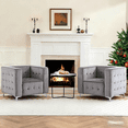 thumbnail image 4 of Gewnee 36.22" Velvet Tufted Accent Chair Solid Wood Frame for Living Room Dark Grey, 4 of 14