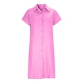 thumbnail image 4 of Women'S Casual Dress Casual Loose Fit Short Sleeve Shirt Dress With Lapel Collar Comfortable Solid Color Tunic For Daily Wear Dresses Pink 3XL, 4 of 5