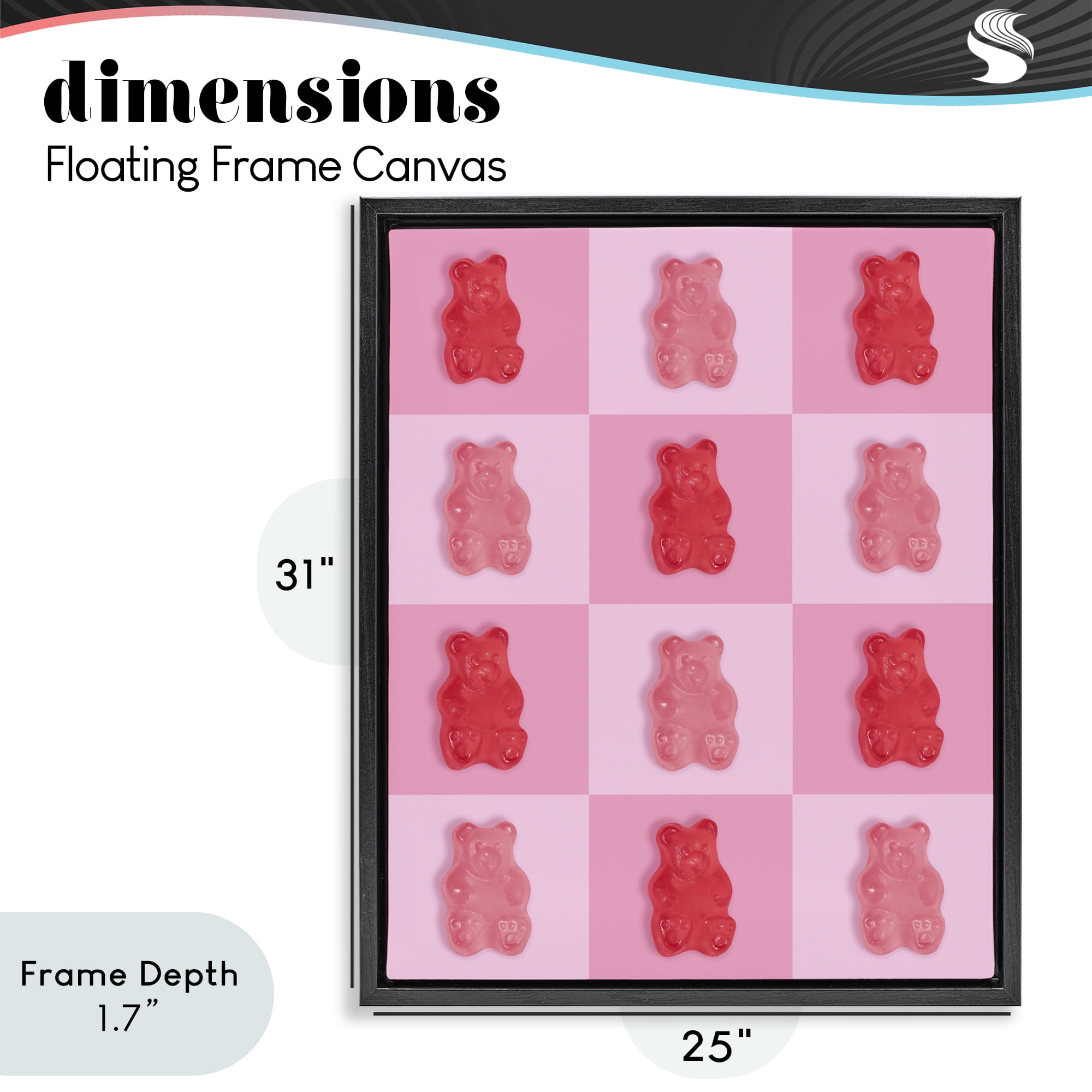 Stupell Industries Pink & Red Candy Bears Black Framed Floater Canvas Wall Art, design by LISH Creative