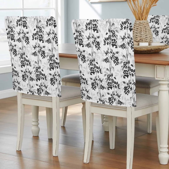 Black Gray Fruit Chair Back Covers, Removable Chair Covers for Dining Chairs Set of 8, Washable Chairs Slipcovers Back Seat Protector for Wedding Party 19"x20"
