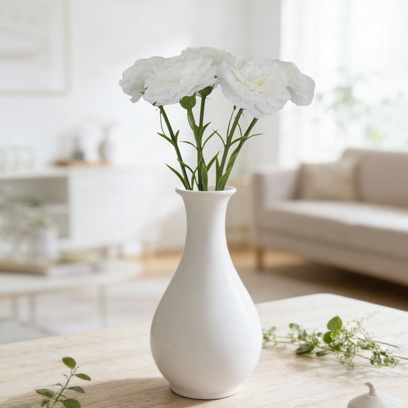 Single Carnations for Home Decoration, Vase Flower Arrangements & Ornaments, Festive Atmosphere, Outdoor & Wedding Table Decor White