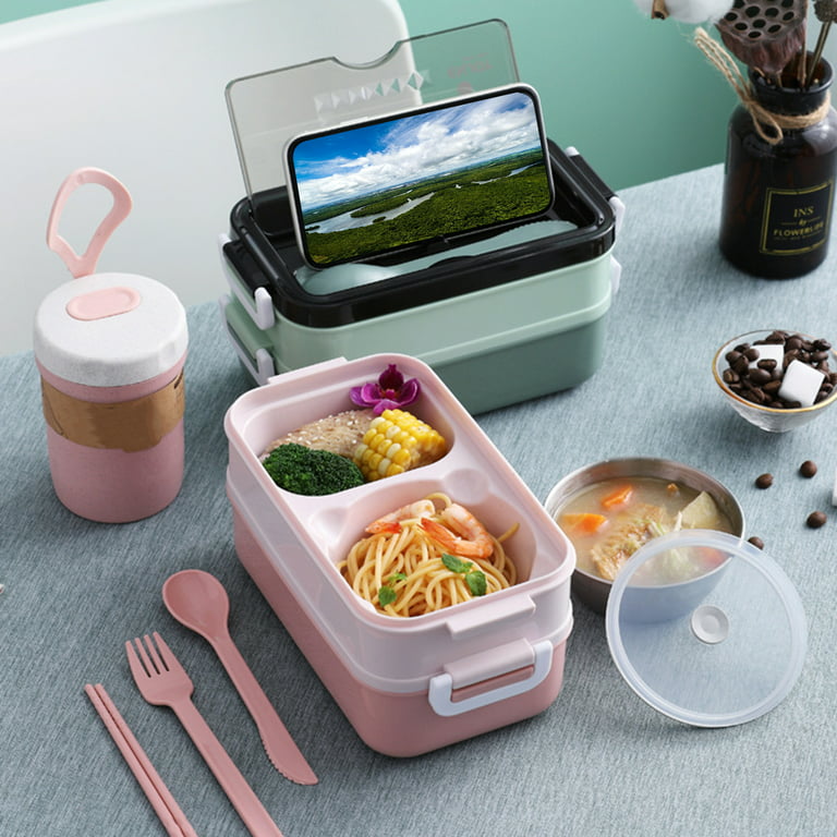 Stainless Steel Bento Box With Silicone Cover, Compact Lunch Box