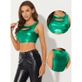 thumbnail image 2 of Disfraz de Halloween Top corto metálico brillante sin mangas para mujer Verde XS, 2 of 4