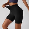 thumbnail image 4 of OSOLU Fitness Yoga Shorts High Waist Soft Spandex Riding Shorts Women's Dance Volleyball Lift Shorts Sports Soft Tummy Control Workout Athletic Gym Bottoms Black M, 4 of 6