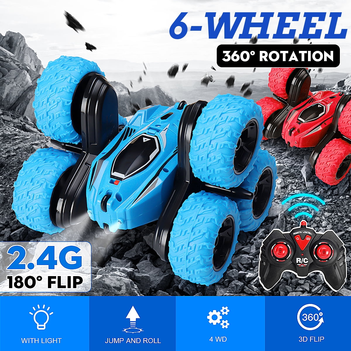 Remote Control  360° Rotate Stunt  RC 4WD High Speed Lighting Music 