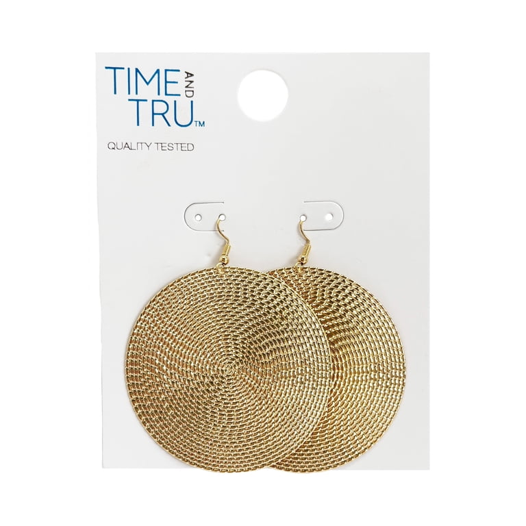 HONGYE Brushed Gold Round Disc Drop Earrings – Handmade, Rose Gold & Silver Styles, 1.77 Inches