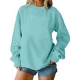 thumbnail image 6 of Yteetum Sweatshirts for Women Oversize Loose Fitting Crewneck Hoodless Sweatshirts Tops Womens Casual Solid Color Round Neck Lightweight Comfort Long Sleeve Sweatshirts Outerwear Fall Winter, 6 of 7