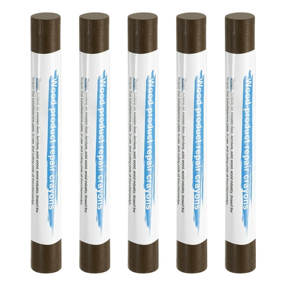 Uxcell 5pcs Wood Filler Sticks Wooden Wax Touch Up Furniture Repair Crayons for Scratch Cracks Hole Table Wood Floor, Modern Walnut