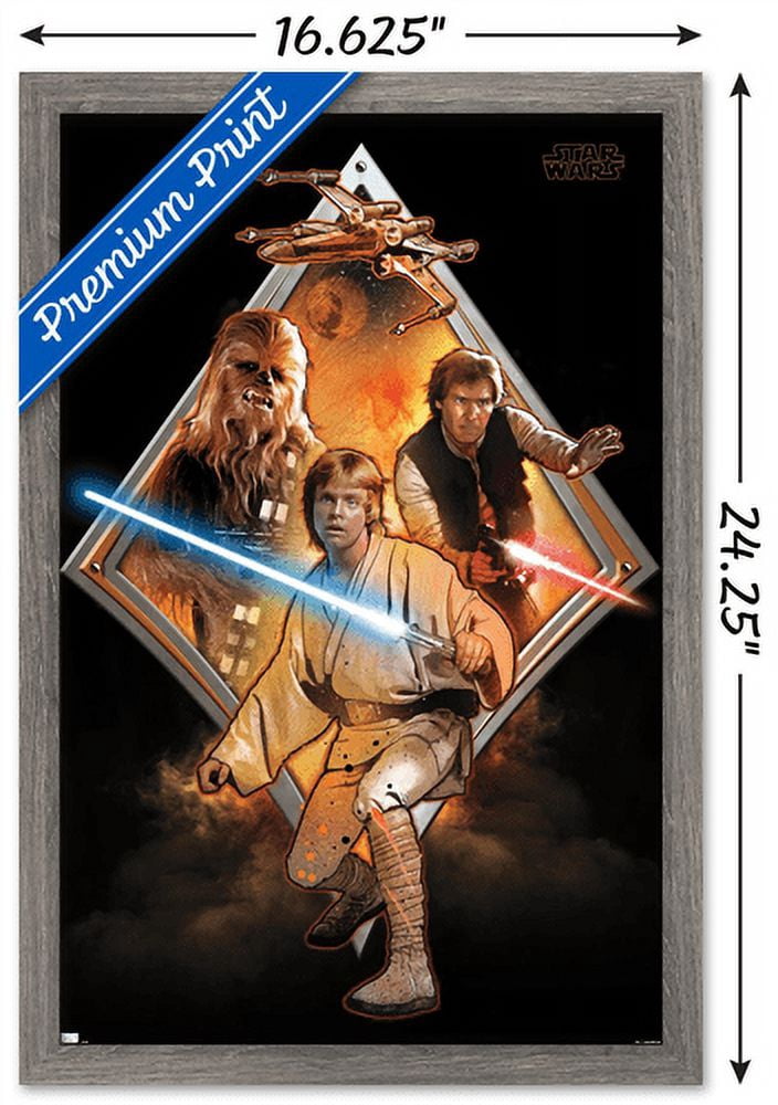Star Wars: Original Trilogy - Heroes Badge Wall Poster, 14.725" x 22.375", Framed
