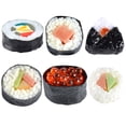 thumbnail image 1 of 6 piezas de sushi artificial, muestra de comida falsa, simulación de rollos de arroz, modelo realista de nigiri, onigiri, postre y sushi., 1 of 7