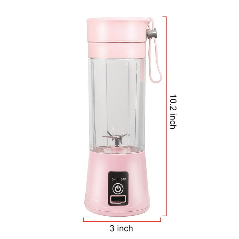 Portable Juicer Cup USB Smoothie Blender 6 Blade Wireless Fruit Squeezer, with Drinking Cup (BPA Free, No FDA Certificate) - Pink