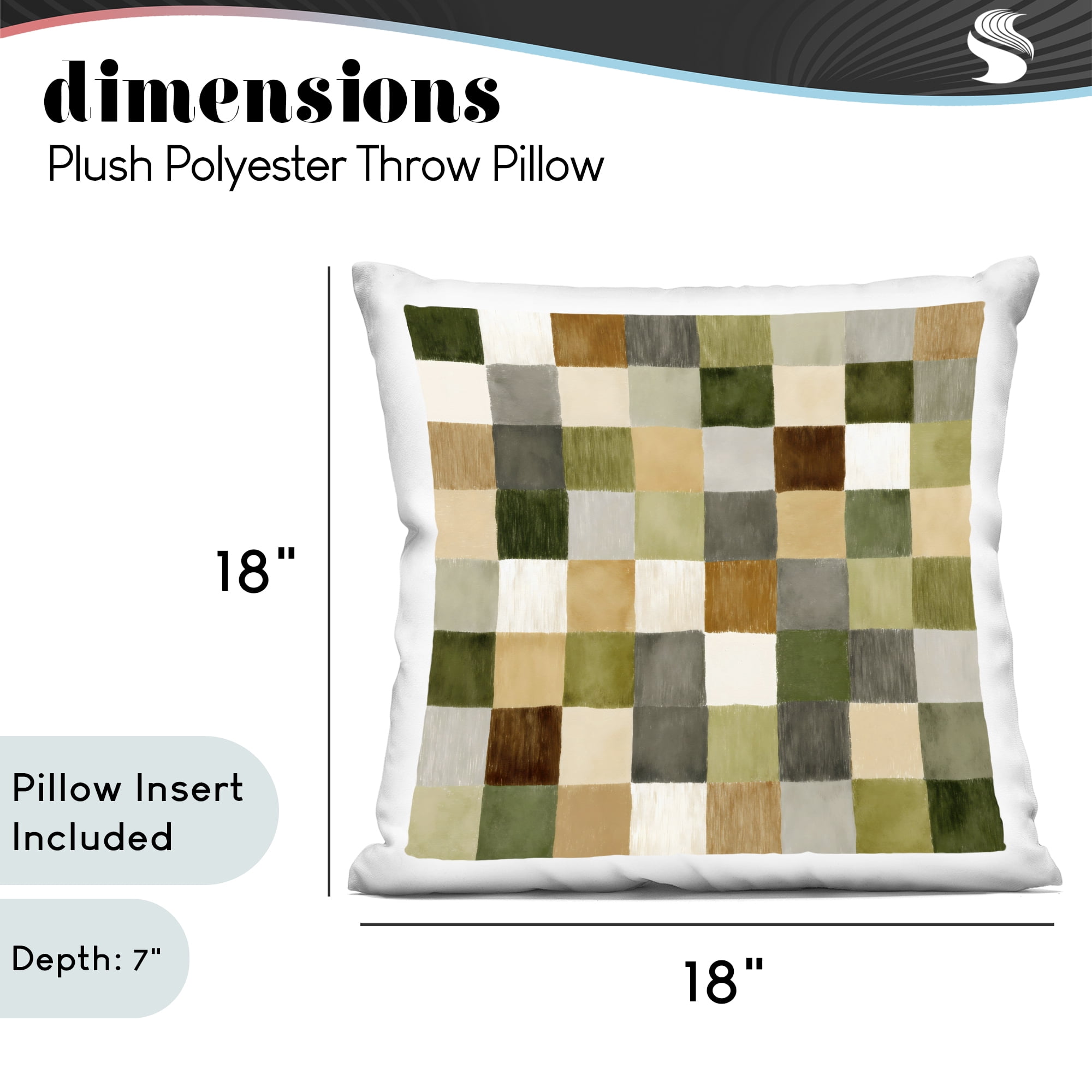 Stupell Industries Warm Checkered Patchwork Decorative Printed Throw Pillow, design by Petal Prints Design, 18 x 7 x 18