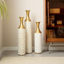 Olurrisa Floor Metal Vase Modern Style Decoration Home White Metal Vase Set Of 3 Gorgeous Home Decoration Large Glazed Metal Vases