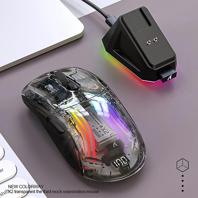 Attack Shark X2 Pro 2.4g Magnetic Charging Bluetooth Mouse Tri~mode Rgb Lights Transparent Digital Screen Display Laptop Mouse Mice Trackballs