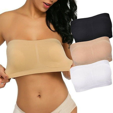 Multitrust Double Layers Plus Size Strapless Bra Bandeau Tube Removable Padded Top