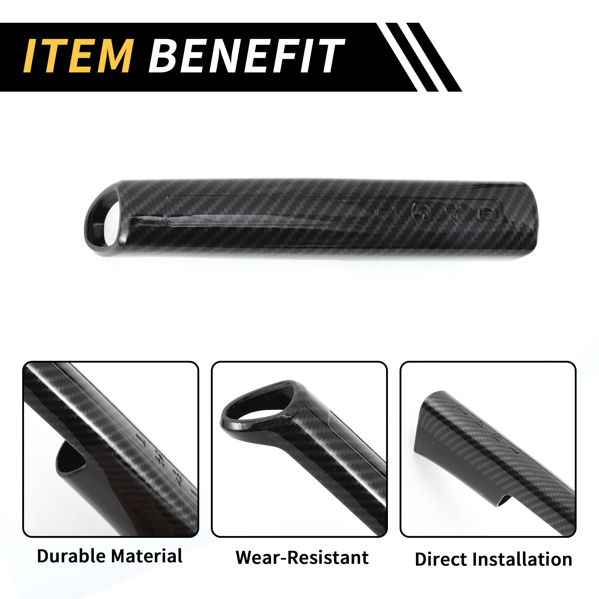 Unique Bargains 1 Pcs Parking Handbrake Cover Trim for Jeep Wrangler JK JKU 2011-2017 Parking Brake Handle Decorative Protector Carbon Fiber Pattern ABS Black