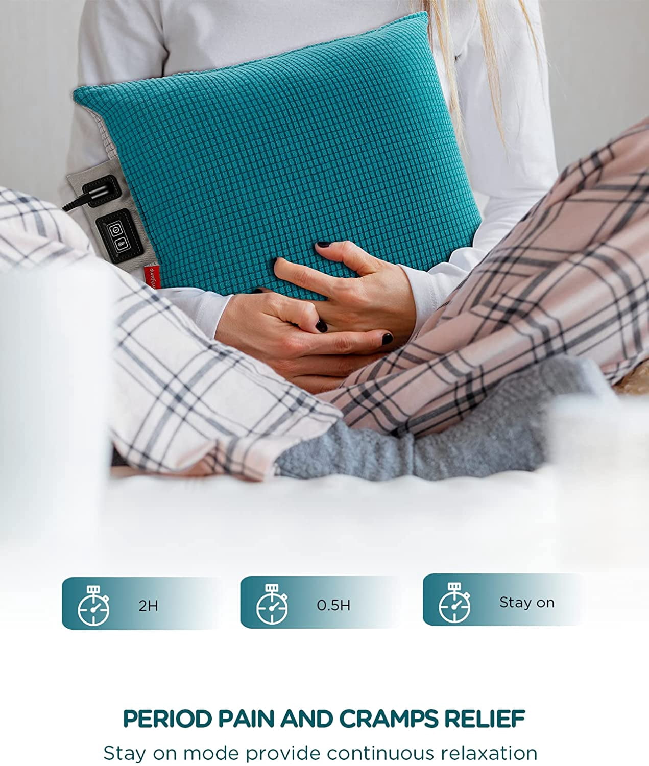 Heated Pillow for Lumbar Support, Electric Pillow for Back Pain Relief, Flannel USB Heating Pillows for Period Cramp/Abdomen/Neck, Birthday Gift for Mom Dad, 17.7" x 17.7"