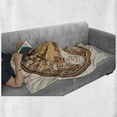 thumbnail image 6 of Boho Soft Flannel Fleece Throw Blanket, Hippie Design with Flowers and a Women with Hair Standing in the Middle Art Print, Cozy Plush for Indoor and Outdoor Use, 60" x 80", Brown, by Ambesonne, 6 of 6