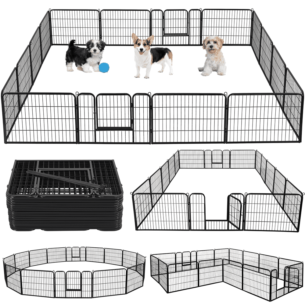 Alden Design Outdoor & Indoor Metal Dog Playpen, Black