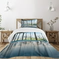 thumbnail image 3 of Ambesonne New York Quilted Bedspread Set 2 Pcs, Central Park Forest, Twin Size, Sky Blue and Green, 3 of 6
