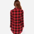 thumbnail image 4 of Chemise à Manches Longues pour Femmes Col Rabattu Imprimé à Carreaux Classique Chemise Longue en Coton Noir Rouge, 4 of 6