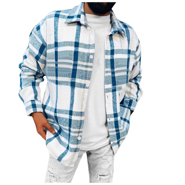 Camisas Deportivas Hombre Moda para hombre Casual Impresión digital 3D Primavera y otoño Moda De Rong Solapa Camisa de manga larga Cárdigan (Light Blue, M)