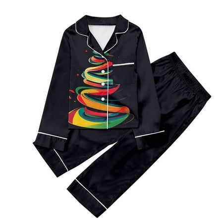 

EHQJNJ Footed Pajamas Baby Girl Children s Christmas Print Long Sleeve Trousers Cardigan Children s Pyjamas Two Sets Pajamas for Girls 13-14 Years