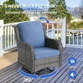 thumbnail image 5 of Vcatnet 6 Pieces Outdoor Patio Furniture Sectional Sofa All Weather Wicker Conversation Set with Swivel Rocking Chairs and Fire Pit for Garden, Poolside, Denim Blue, 5 of 9