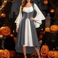 thumbnail image 6 of LEKWK Renaissance Dress Women Vintage Medieval Dress Lace-Up Corset Flowy Halloween Dress for Halloween Cosplay Theme Party Dress Up, 6 of 8